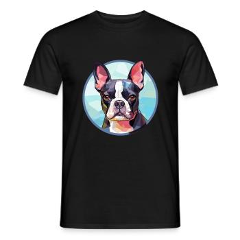 Boston Terrier Hund Bunte Karikatur - Männer T-Shirt - Schwarz - Vorne - AI Model Male 178 light (178cm)