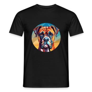 Boxer Hund Buntes Glas Bunte Karikatur Kawaii An - Männer T-Shirt - Schwarz - Vorne - AI Model Male 178 light (178cm)