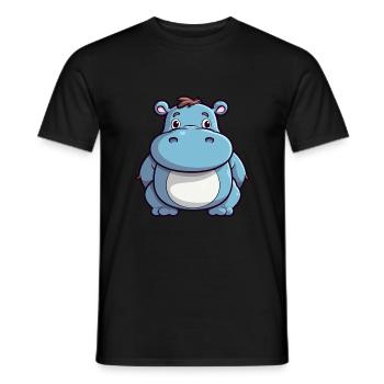 Nilpferd Niedliche Karikatur Kawaii Aquarell Tier Haustier - Männer T-Shirt - Schwarz - Vorne - AI Model Male 178 light (178cm)