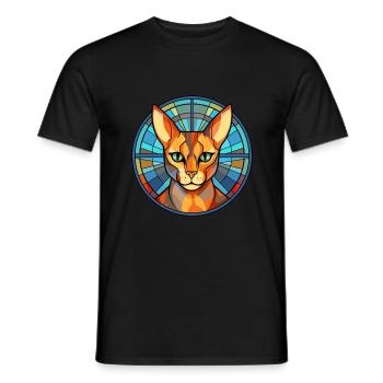 Ocicat Bunte Karikatur Kawaii Anima - Männer T-Shirt - Schwarz - Vorne - AI Model Male 178 light (178cm)