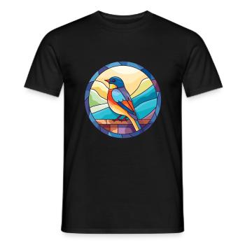 Bird Stained Glass Colorful Cartoon Kawaii Animal - Men's T-Shirt - black - Front - AI Model Male 178 light (178cm)