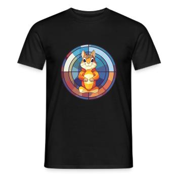 Chipmunk Stained Glass Colorful Cartoon Kawaii Ani - Men's T-Shirt - black - Front - AI Model Male 178 light (178cm)