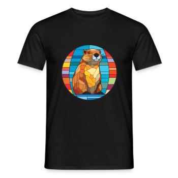 Biber Buntglas Bunte Karikatur Kawaii Anima - Männer T-Shirt - Schwarz - Vorne - AI Model Male 178 light (178cm)