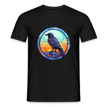 Krähe Buntglas Bunte Karikatur Kawaii Tier - Männer T-Shirt - Schwarz - Vorne - AI Model Male 178 light (178cm)