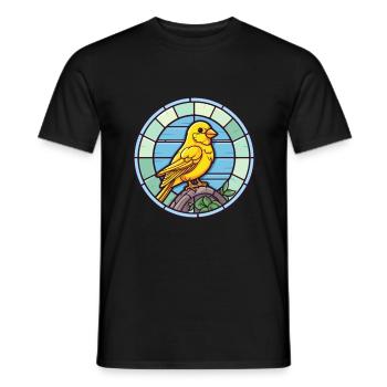 Canary Stained Glass Colorful Cartoon Kawaii Anima - Men's T-Shirt - black - Front - AI Model Male 178 light (178cm)