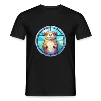 Gopher Stained Glass Colorful Cartoon Kawaii Anima - Men's T-Shirt - black - Front - AI Model Male 178 light (178cm)