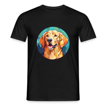Golden Retriever Hund Buntes Glas Buntes Cartoo - Männer T-Shirt - Schwarz - Vorne - AI Model Male 178 light (178cm)