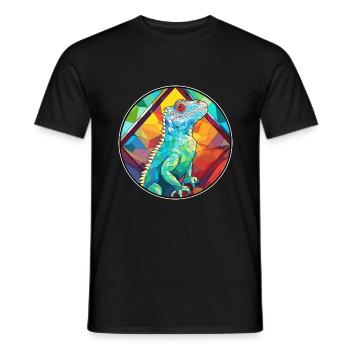 Leguan Buntglas Bunte Karikatur Kawaii Anima - Männer T-Shirt - Schwarz - Vorne - AI Model Male 178 light (178cm)