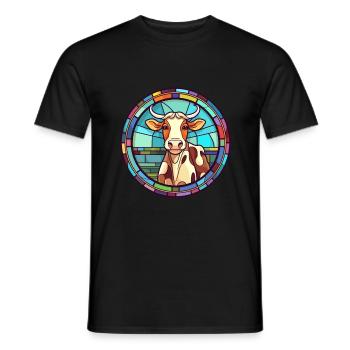 Kuh Buntes Glas Bunte Karikatur Kawaii Tier - Männer T-Shirt - Schwarz - Vorne - AI Model Male 178 light (178cm)