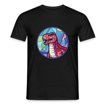 Dinosaure vitrail coloré dessin animé Kawaii Ani - T-shirt homme - noir - Devant - AI Model Male 178 light (178cm)