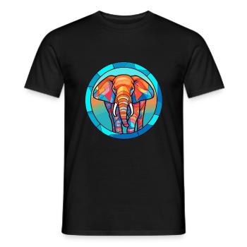Elefant Buntes Glas Bunte Karikatur Kawaii Ani - Männer T-Shirt - Schwarz - Vorne - AI Model Male 178 light (178cm)