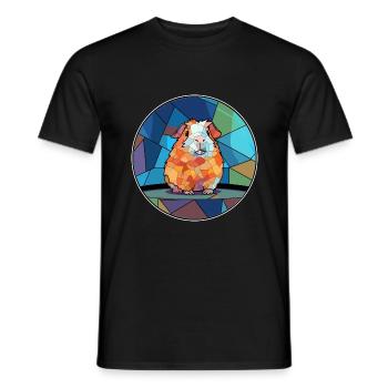 Cochon d’Inde vitrail coloré Cartoon Kawaii A - T-shirt homme - noir - Devant - AI Model Male 178 light (178cm)