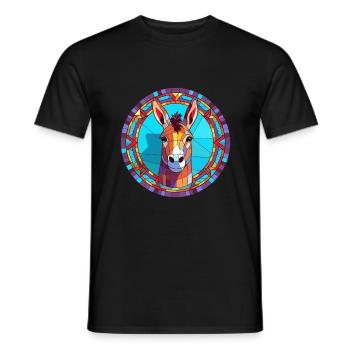 Esel Buntes Glas Bunte Karikatur Kawaii Anima - Männer T-Shirt - Schwarz - Vorne - AI Model Male 178 light (178cm)