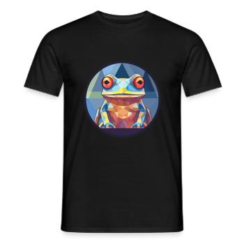 Grenouille vitrail coloré dessin animé Kawaii Animal - T-shirt homme - noir - Devant - AI Model Male 178 light (178cm)