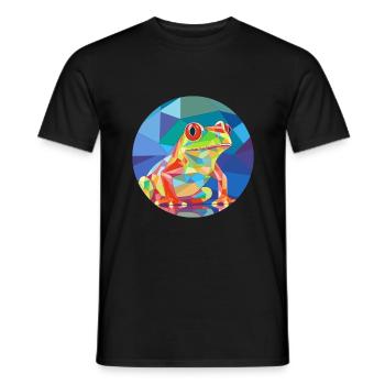 Grenouille vitrail coloré dessin animé Kawaii Animal - T-shirt homme - noir - Devant - AI Model Male 178 light (178cm)