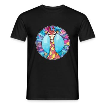 Girafe vitrail coloré dessin animé Kawaii Anim - T-shirt homme - noir - Devant - AI Model Male 178 light (178cm)