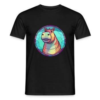 Nilpferd Bunte Karikatur Kawaii Tier - Männer T-Shirt - Schwarz - Vorne - AI Model Male 178 light (178cm)