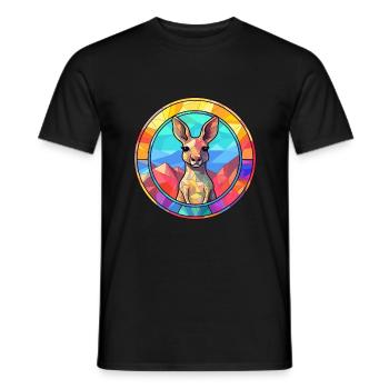 Kangaroo Stained Glass Colorful Cartoon Kawaii Ani - Men's T-Shirt - black - Front - AI Model Male 178 light (178cm)