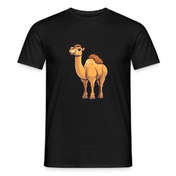 Camel Cute Cartoon Kawaii Watercolor Animal Pet - Men's T-Shirt - black - Front - AI Model Male 178 light (178cm)