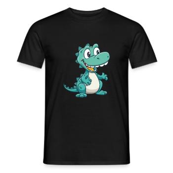 Crocodile Mignon Dessin Animé Kawaii Aquarelle Animal Pe - T-shirt homme - noir - Devant - AI Model Male 178 light (178cm)
