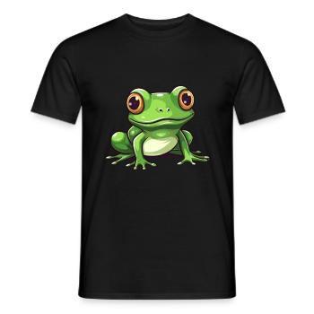 Grenouille Mignon Dessin Animé Kawaii Aquarelle Animal De Compagnie - T-shirt homme - noir - Devant - AI Model Male 178 light (178cm)