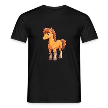 Pferd niedliche Karikatur Kawaii Aquarell Tier Haustier - Männer T-Shirt - Schwarz - Vorne - AI Model Male 178 light (178cm)