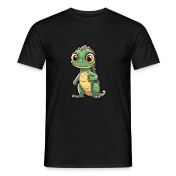 Iguana Cute Cartoon Kawaii Watercolor Animal Pet - Men's T-Shirt - black - Front - AI Model Male 178 light (178cm)