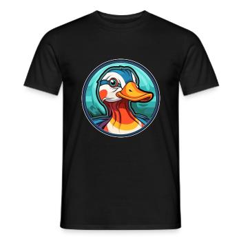 Canard mandarin vitrail coloré Cartoon Kawai - T-shirt homme - noir - Devant - AI Model Male 178 light (178cm)