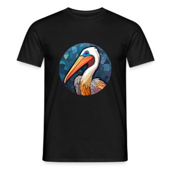 Pélican vitrail coloré dessin animé Kawaii Anim - T-shirt homme - noir - Devant - AI Model Male 178 light (178cm)