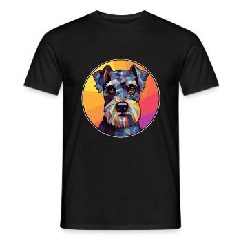 Miniatur Schnauzer Hund Buntes Glas Buntes Auto - Männer T-Shirt - Schwarz - Vorne - AI Model Male 178 light (178cm)