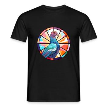Taube Buntglas Bunte Karikatur Kawaii Anima - Männer T-Shirt - Schwarz - Vorne - AI Model Male 178 light (178cm)