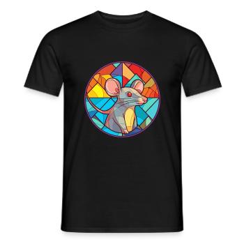 Ratten-Buntglas-Cartoon-Kawaii-Tier - Männer T-Shirt - Schwarz - Vorne - AI Model Male 178 light (178cm)