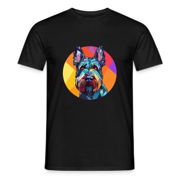 Scottish Terrier Hund Buntes Glas Buntes Cartoo - Männer T-Shirt - Schwarz - Vorne - AI Model Male 178 light (178cm)