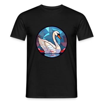 Schwanen-Buntglas-Cartoon-Kawaii-Tier - Männer T-Shirt - Schwarz - Vorne - AI Model Male 178 light (178cm)
