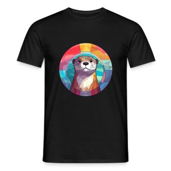 Otter Buntglas Bunte Karikatur Kawaii Tier - Männer T-Shirt - Schwarz - Vorne - AI Model Male 178 light (178cm)