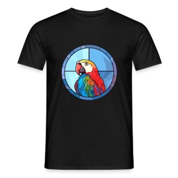 Papagei Buntglas Bunte Karikatur Kawaii Anima - Männer T-Shirt - Schwarz - Vorne - AI Model Male 178 light (178cm)