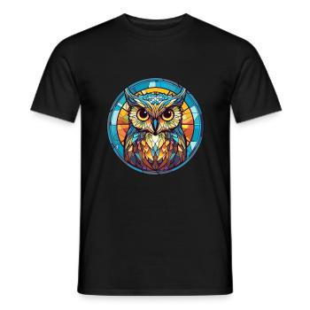 Eule Buntglas Bunte Karikatur Kawaii Tier - Männer T-Shirt - Schwarz - Vorne - AI Model Male 178 light (178cm)