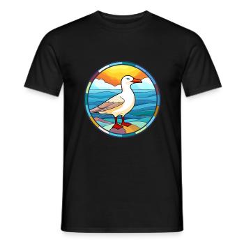 Seagull Stained Glass Colorful Cartoon Kawaii Anim - Men's T-Shirt - black - Front - AI Model Male 178 light (178cm)