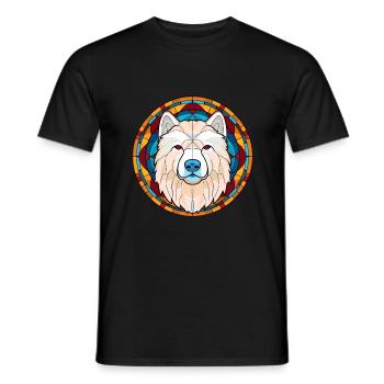 Samojeder Hund Buntes Glas Bunte Karikatur Kawaii - Männer T-Shirt - Schwarz - Vorne - AI Model Male 178 light (178cm)