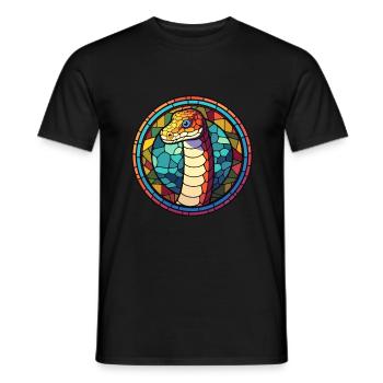 Schlange Buntes Buntes Cartoon Kawaii Tier - Männer T-Shirt - Schwarz - Vorne - AI Model Male 178 light (178cm)