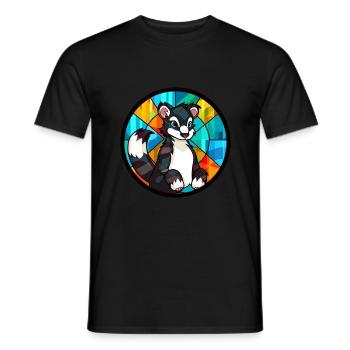 Skunk vitrail coloré dessin animé Kawaii Animal - T-shirt homme - noir - Devant - AI Model Male 178 light (178cm)