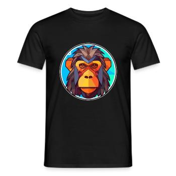 Pavian Bunte Karikatur Kawaii Anima - Männer T-Shirt - Schwarz - Vorne - AI Model Male 178 light (178cm)