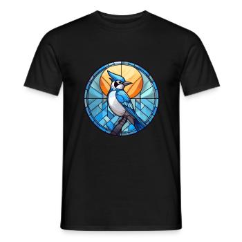 Blue Jay Stained Glass Colorful Cartoon Kawaii Ani - Men's T-Shirt - black - Front - AI Model Male 178 light (178cm)