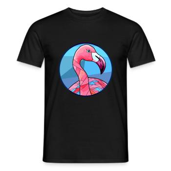 Flamingo Buntes Glas Bunte Karikatur Kawaii Ani - Männer T-Shirt - Schwarz - Vorne - AI Model Male 178 light (178cm)