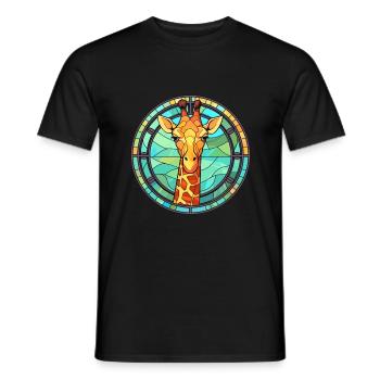 Girafe vitrail coloré dessin animé Kawaii Anim - T-shirt homme - noir - Devant - AI Model Male 178 light (178cm)
