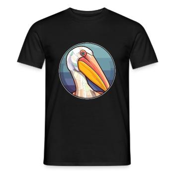 Pélican vitrail coloré dessin animé Kawaii Anim - T-shirt homme - noir - Devant - AI Model Male 178 light (178cm)