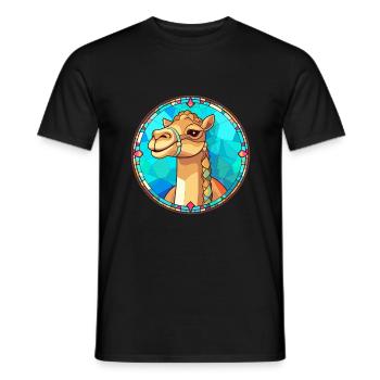 Kamel-Buntglas-Bunt-Cartoon-Kawaii-Tier - Männer T-Shirt - Schwarz - Vorne - AI Model Male 178 light (178cm)