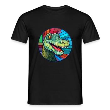 Crocodile vitrail coloré dessin animé Kawaii An - T-shirt homme - noir - Devant - AI Model Male 178 light (178cm)
