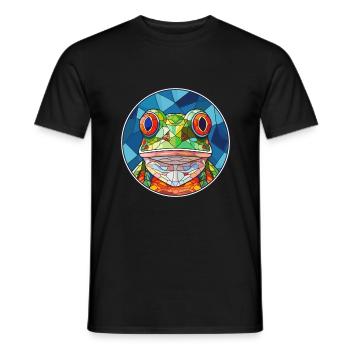 Grenouille vitrail coloré dessin animé Kawaii Animal - T-shirt homme - noir - Devant - AI Model Male 178 light (178cm)