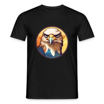 Hawk Stained Glass Colorful Cartoon Kawaii Animal - Men's T-Shirt - black - Front - AI Model Male 178 light (178cm)